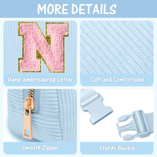 Image of Gitus Birthday Gifts for 10 11 12 13 14 15 16 Year Old Girls Personalized Gifts for Women Initial Fanny Pack Crossbody Bag Belt Bag Cute Preppy Stuff for Teen Girls Teenage Girl Gifts (Icing Blue-N)
