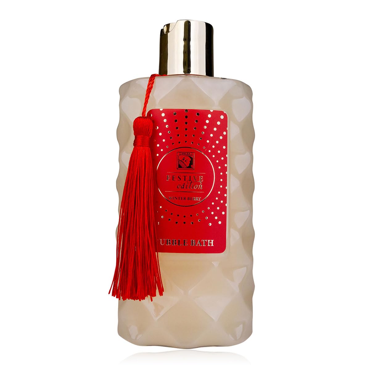 Accentra Schaumbad FESTIVE EDITION Badeschaum, Duschschaum, Duschgel in Flasche mit roter Deko-Quaste, 330ml, Duft: Winter Berry, Geschenk für Frauen, Weihnachten