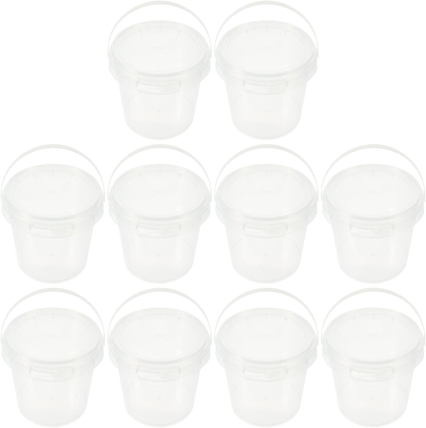 Zerodeko 10Pcs Ice Cream Bucket Clear Plastic Storage Buckets Reusable Ice Cream Freezer Storage Container with Lids Transparent Tub for Kitchen 1L