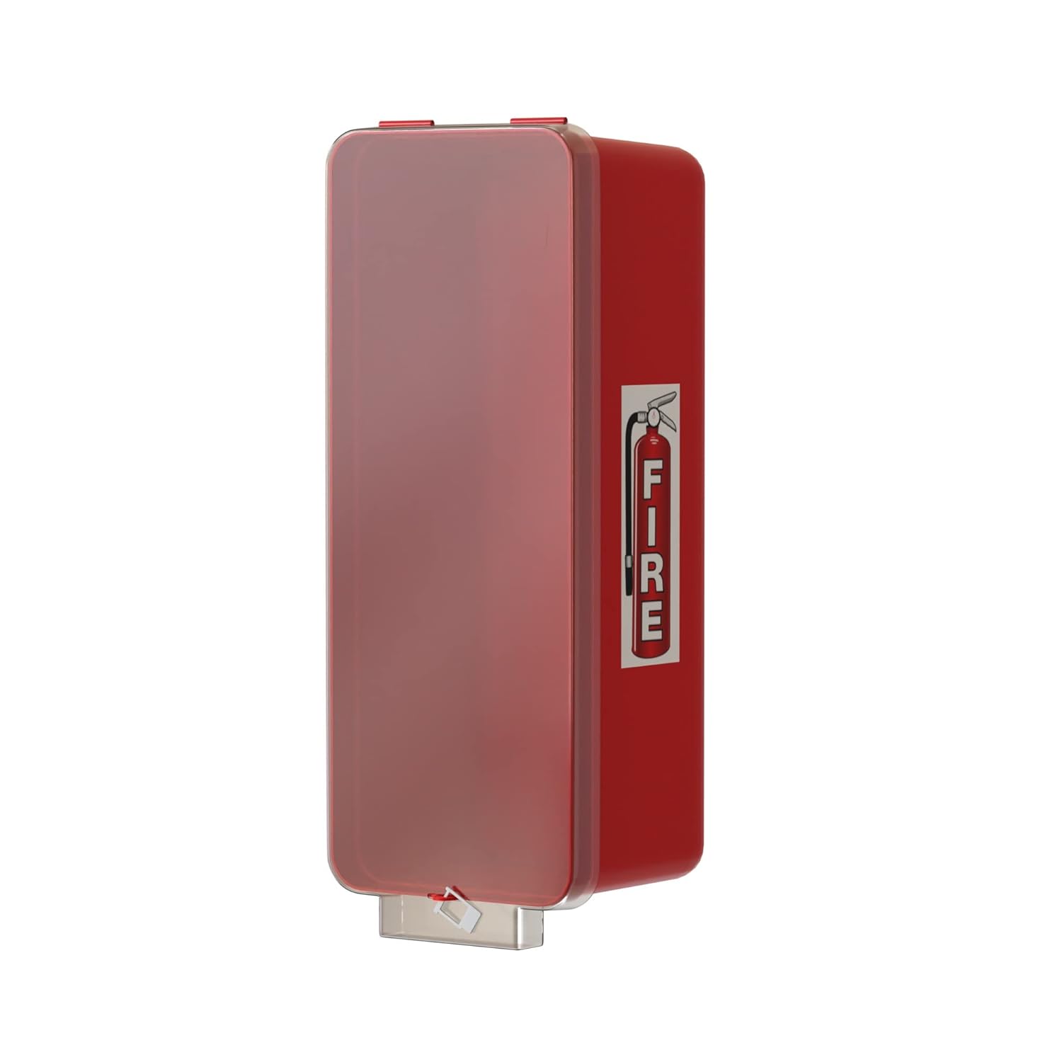 White Surface-Mounted Fire Extinguisher Cabinet with Red Pull-Cover for 2 1/2 lb. or 5 lb. Fire Extinguishers