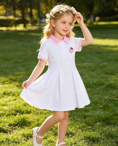 Move Dance Little Girls Dress 4T 5T White Strawberry Polo Casual Outfit - image 5