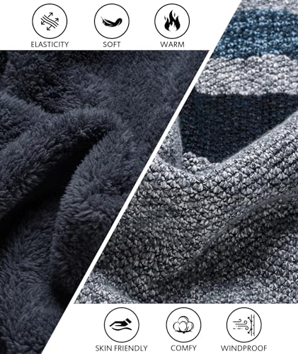 Image of LLdress Mens Knit Cardigan Sweaters Sherpa Lined Full Zip Hoodie With Pockets