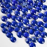 Hisredsun 290 Stück Glaskiesel, 17-20mm 1,35 kg Blaue Flache Marmorperlen, Vasenfüller Steine Feuerglas Kieselsteine künstliche Kristall Edelsteine dekorative Steine Flusskiesel für Aquarium, Blumento