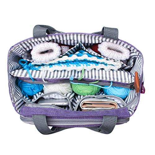 image for Luxja Crochet Tote Bag, Yarn Storage Bag for Small Unfinished Projects