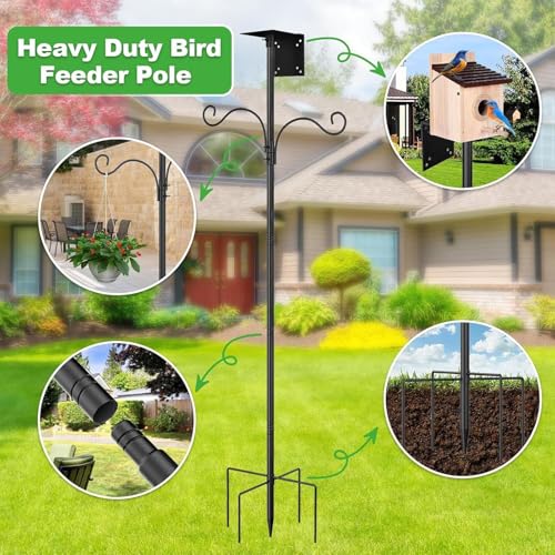 Poste de colibrí anti caída con base firme para proteger comederos en césped 4