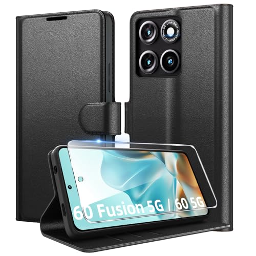 Eirltiy Coque pour Motorola Moto Edge 60 Fusion 5G / Edge 60 5G en Premium Cuir PU, Portefeuille Housse Etui pour Cartes Protection Anti-Choc Flip Case avec 1...