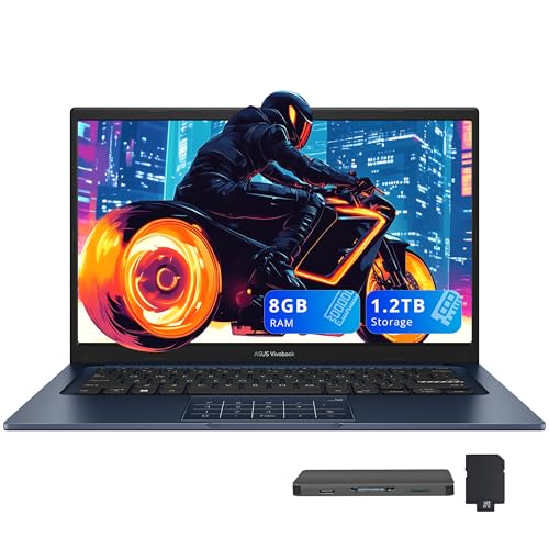 Image of ASUS Vivobook 14 14 inch Full HD Laptop, Intel Core i3 1315U, 8GB DDR4, 1.2TB Storage(256GB SSD+1TB Docking Station Set), Intel UHD Graphics, 720p Camera, Win 11, Blue