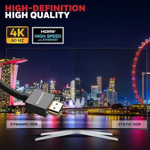 Honeywell HDMI Cable v2.0 with Ethernet, 3D/4K@60Hz Ultra HD Resolution, 1 Mtr, 18 GBPS Transmission Speed, High-Speed, Compatible with all HDMI... - Image 4