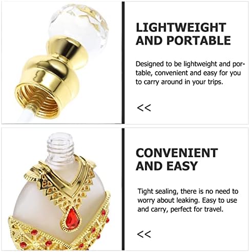 FRCOLOR Vintage Perfume Bottles Empty Refillable Fancy Crystal Refillable Glass Tube Bottles Cosmetic Essential Oil Sample Container for Travel Office Home Decor 10ml Random Color