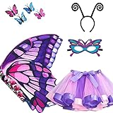 Aimeiar Kids Butterfly Costumes for girls Toddler butterfly Wings Halloween Coustume for Girls 2025 & Rainbow Tutu Dress Up set butterfly outfit Girls 3+ Birthday Party