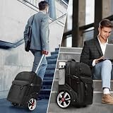 MATEIN Trolley Plecak Z Rolkami, 17,3-Calowy Plecak PodróżNy Z DużYmi KółKami, 50-Litrowy Plecak PodróżNy Z KółKami, Zamkiem Szyfrowym, Wodoodporny Do PodróżY SłUżBowych, Czarny