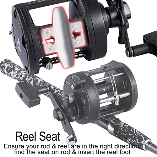 Image of Sougayilang Round Baitcasting Fishing Reel for Catfish, Salmon /Steelhead, Striper Bass, Pike,Inshore Surf Fishing Reels, Conventional Reel-4000
