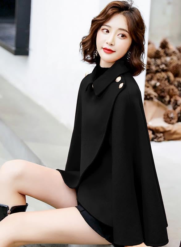 XINMAIKE Women's Wool Blend Capelet Capes Hooded Warm Poncho In winter - Image 6