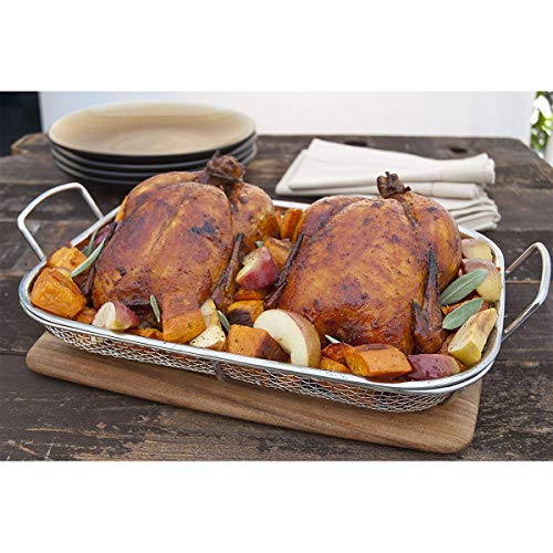 Charcoal Companion Stainless Wire Mesh Roasting Pan, 14.75 by 11-Inch