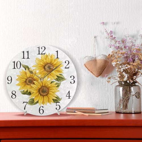 Horloge murale ronde tournesol fleurie décorative de salon