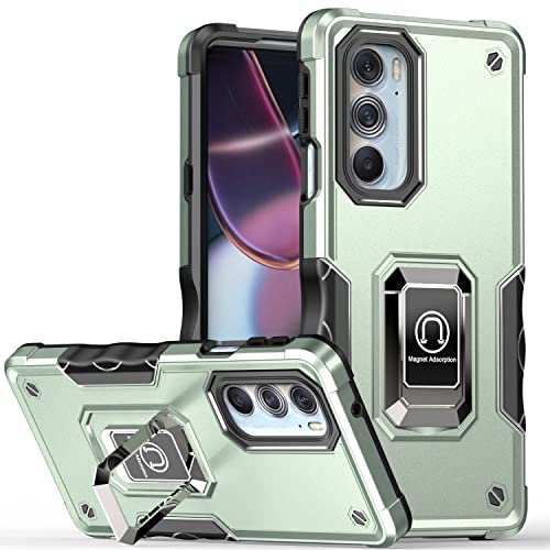 Image of Case for Motorola Moto Edge Plus 2022 Case Kickstand Holder Built-in Magnetic Car Mount Shockproof Camera Protective for Edge+ Plus 2022 /Edge X30 /Moto Edge 30 Pro Phone Case (Green)