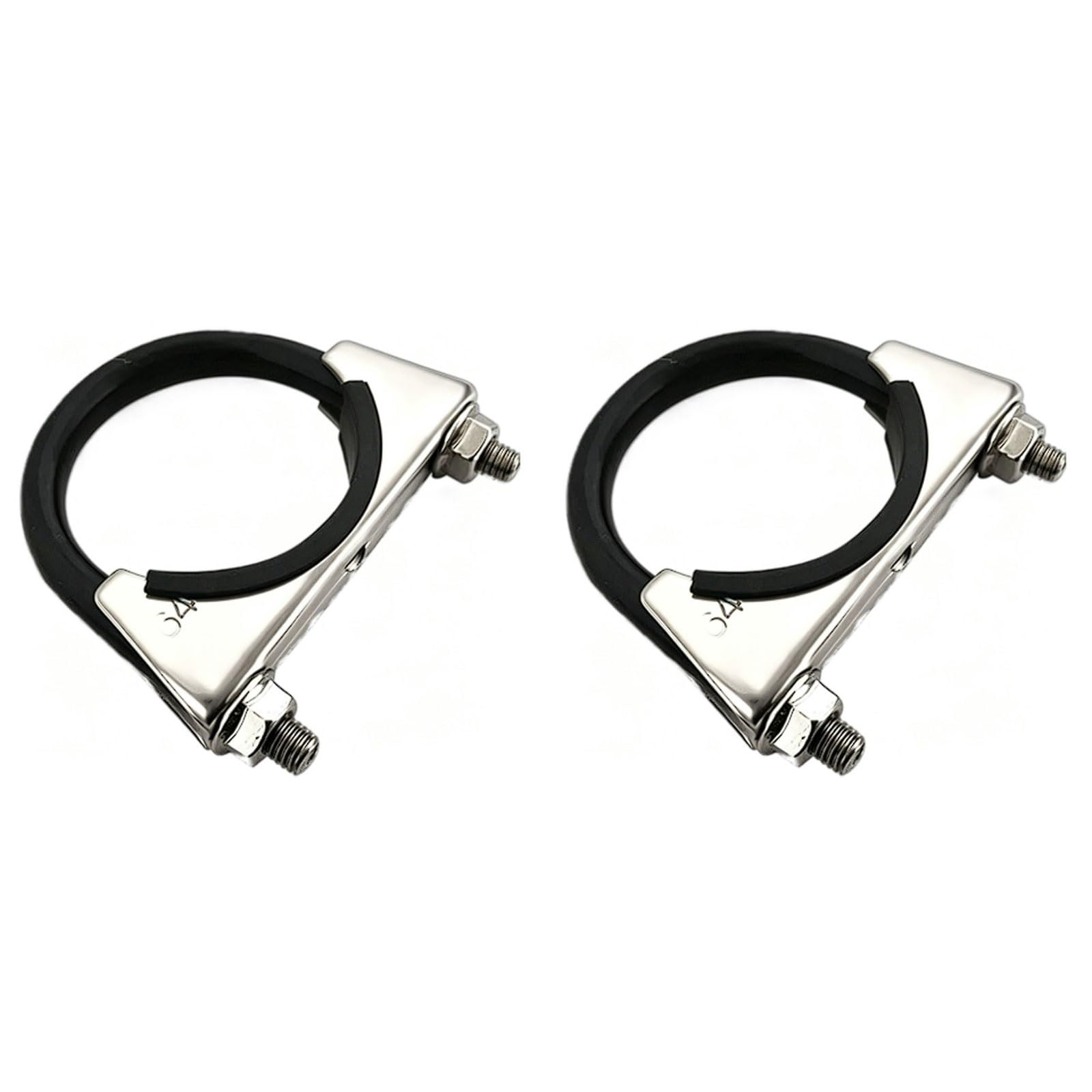 Esmen Uae One Color 2 Sets Stainless Steel Exhaust Pipe Clamp, Round Pipe Clamp With Rubber Strip For Fixing Water Pipes And Exhaust Pipes Tube Fittings(25Mm)