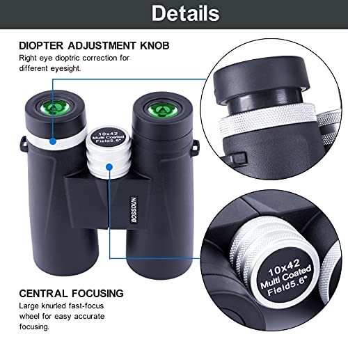 Ferngläser für Erwachsene, 10x42 Kompakte Jagd-Ferngläser Großes Okular-Fernglas für Vogel, die Jagd-Outdoor-Sportarten… – Bild 5
