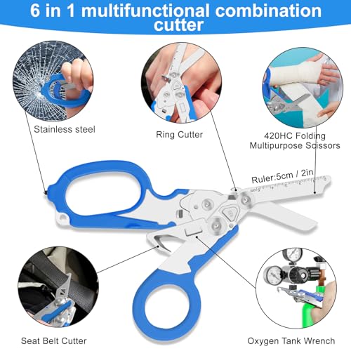 Image of 6-in-1 Heavy-Duty Emergency trauma shears|Folding Emergency Shears| | Multifunctional Life-Saving Tool|Suitable for Emergency Rescue|Outdoor Exploration|DIY Construction and Maintenance|