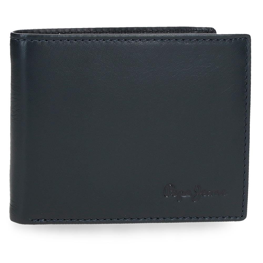 Pepe Jeans Luton Cartera Horizontal con Billetera Extraible Azul 11x8,​5x1 cms Piel by Joumma Bags