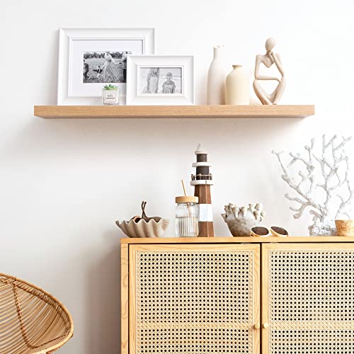 Floating Shelves 36 x 8 Inch, Rustic Wood Floating Shelves for Home Decor, 8 Inch Deep Wall Shelves for Storage & Display, 8 Deep Floating Shelf for Living Room, Bedroom, Kitchen, Natural Oak Color - Image 3