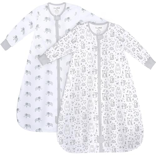 Image of Mama Cheetah Baby Sleep Sack with Sleeves, 0.5 TOG Organic Cotton Wearable Blanket and Two-Way Zipper, Swaddle Transition Long Sleeve Sleeping Bag for Newborn Infant Toddler, 12-18 Months