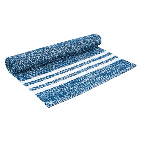 Image of Pure cotton anti-skid, machine wash yoga mat. 73inches x 24inches, 5mm thickness (5mm (Blue))