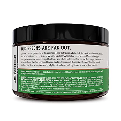 Live Conscious Beyond Greens Concentrated Superfood Powder & Organic Pea Protein Powder - Cosmic Cacao Chocolate Flavor | Immune System Boost & Gut Health + Metabolism & Muscle Support #TOP2