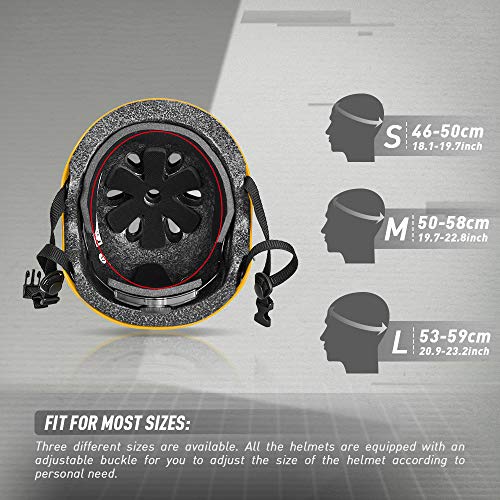JBM Skateboard Helmet Impact Resistance Ventilation for Multi-Sports Cycling Skateboarding Scooter Roller Skate Inline Skating Longboard - Thumbnail 3