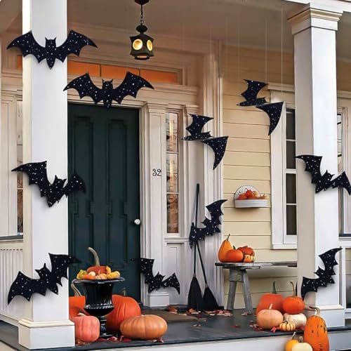 Pawliss Halloween Decorations Outdoor: 10Pcs Hanging Bats Sticker...