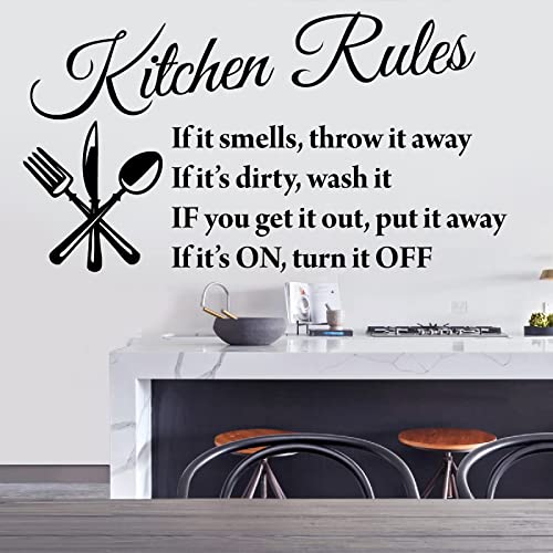 Kitchen Rules Wall Stickers Dining Room Quotes Wall Decals Removable Vinyl Sign Art Decal For Kitchen Dining Baking Room Restaurant Home Decor #TOP1
