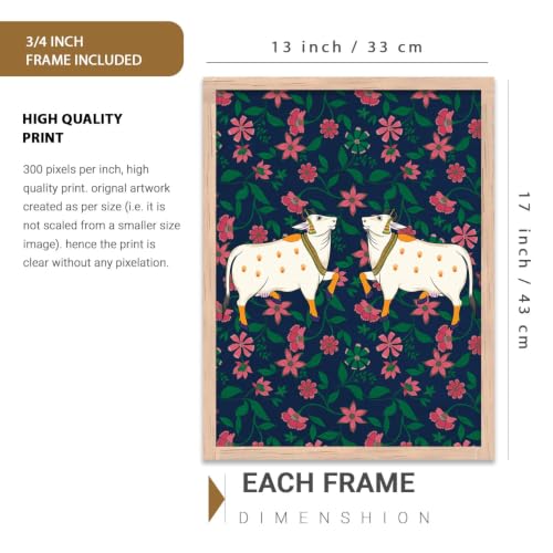 Image of kotart Traditional Indiqan Pichwai Art Digital Painting for Wall Decoration - Wall Art Prints for Living Room Bedroom Office Room Decor (13X17 INCH, B) Pack of 6