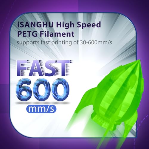 Image of Clear 3D Printer Filament 1.75mm, High Speed PETG Filament for 50-600mm /s, High Light Transmittance Clear PETG Filament, Fluorescent Green Transparent PETG Filament 1kg(2.2lbs) Spool