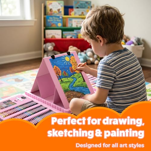 Image of Lifelong Kids Art Set - 208 Pieces | Colour Set Kit & Drawing Kit for Kids with Crayons, Markers & Pencils | Art Set, Colouring & Drawing, Art Studio Box, Drawing Kit | Creative Gift for Children