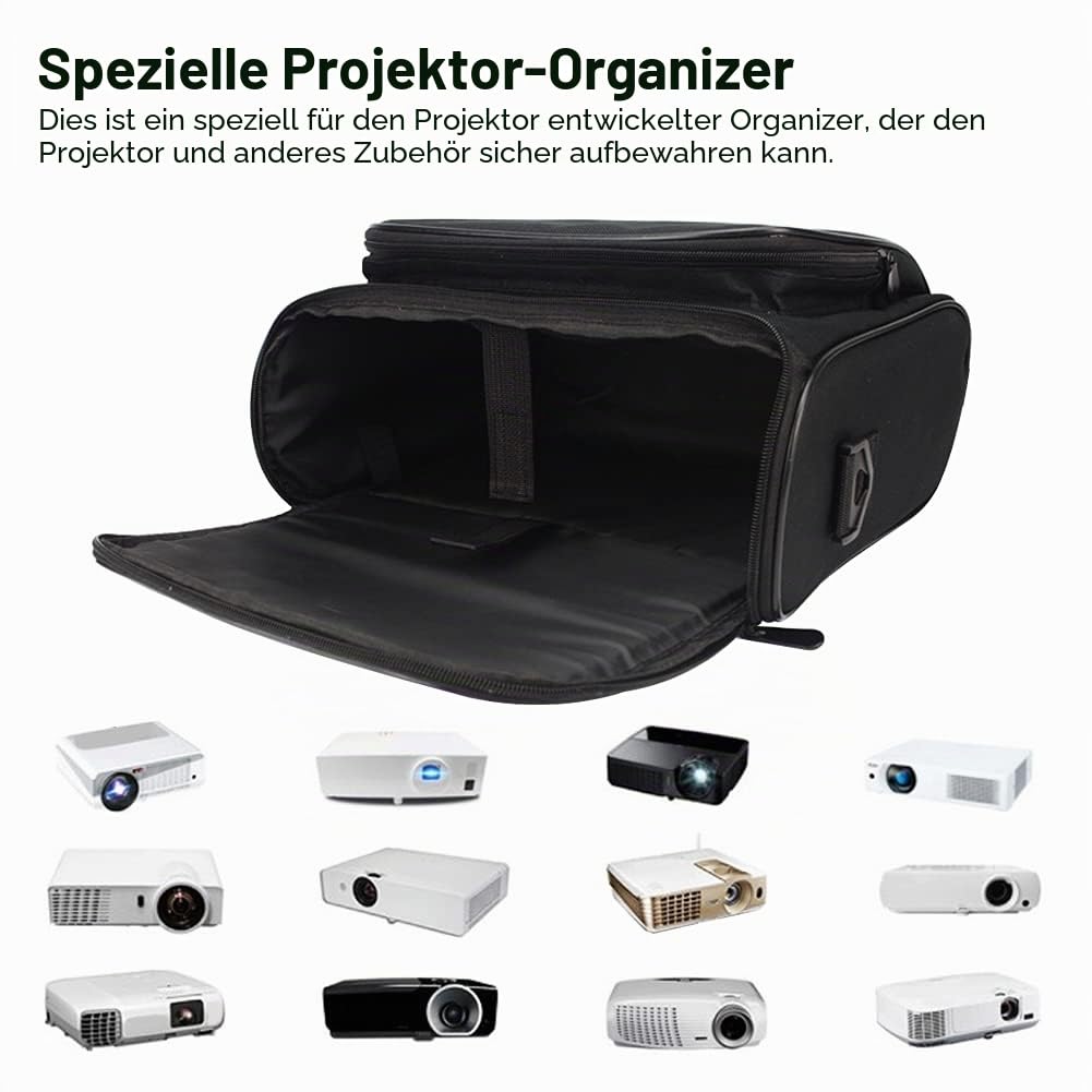 Faderr Video-Projektor-Tasche, Schutzhülle und Schützende Tragetasche für Videoprojektoren, Stoßfest, Reißverschluss, rutschfeste Tasche mit Schultergurt (S)