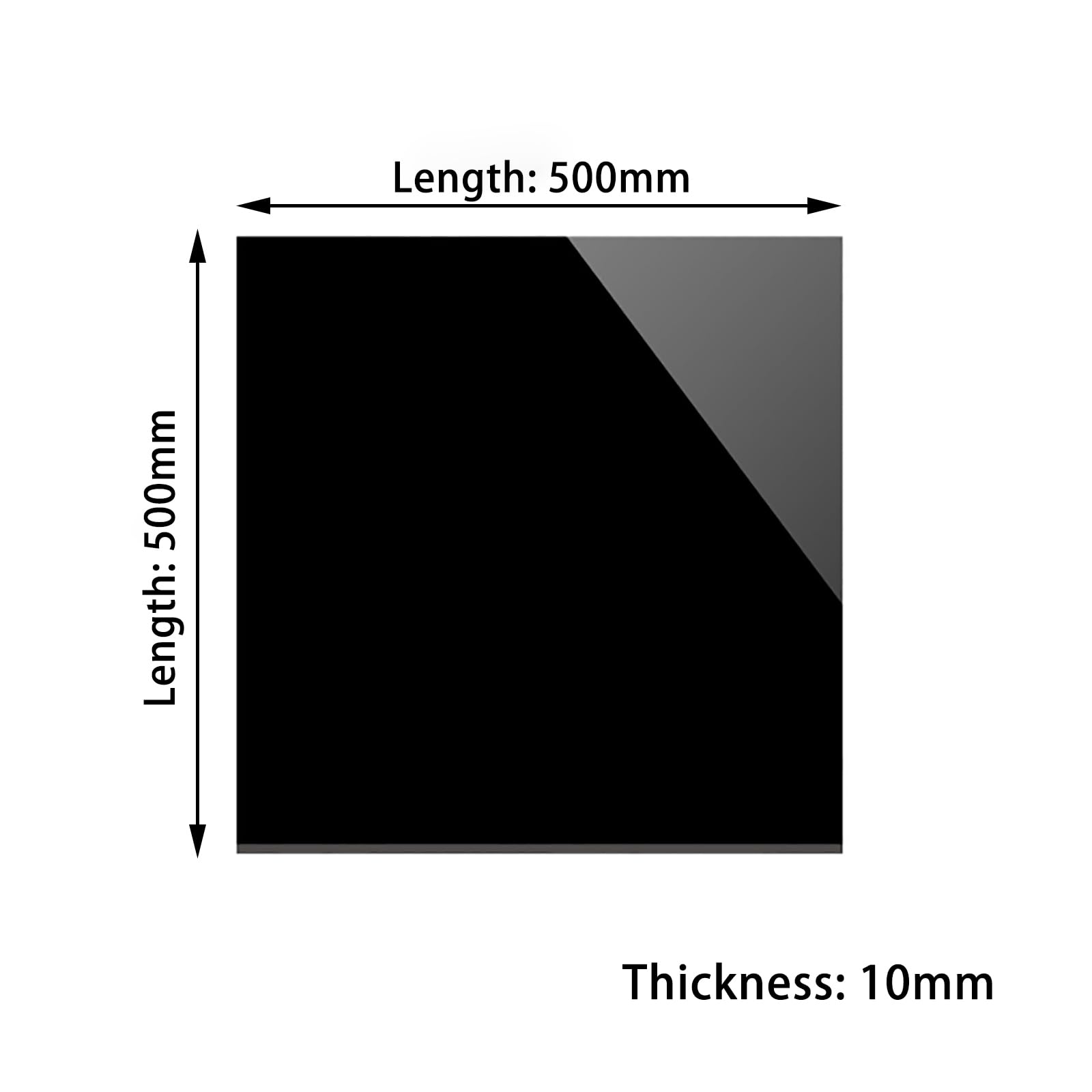 Arkusz akrylowy Przezroczysty Perspex, Czarny arkusz akrylowy 500x500mm o wielu grubościach do ramek na zdjęcia rzemiosła i drukowania(Thickness: 10mm)