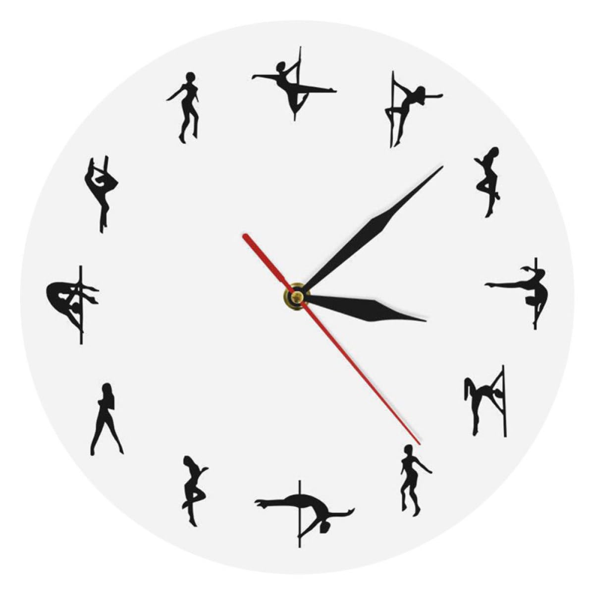 Horloge Murale Décorative Pole Dance en Acrylique Blanc au Style Chic et Épuré