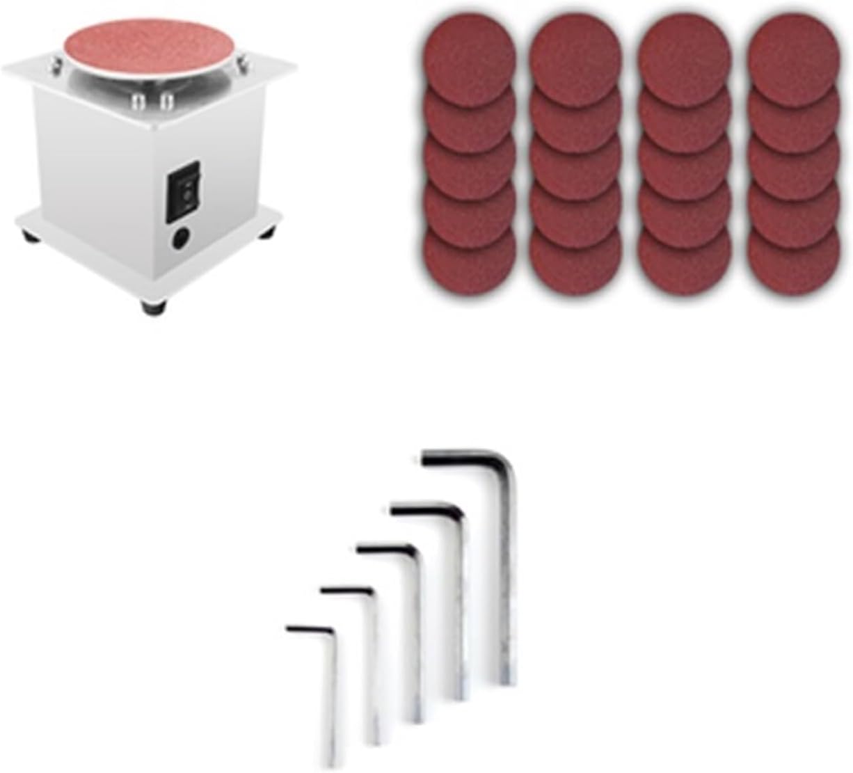 Mini Bench Disc Sander Sanding Roller Electric Edge Sharpener 7 Variable Speed Self-adhesive Benchtop Grinding Machine(Set 4)