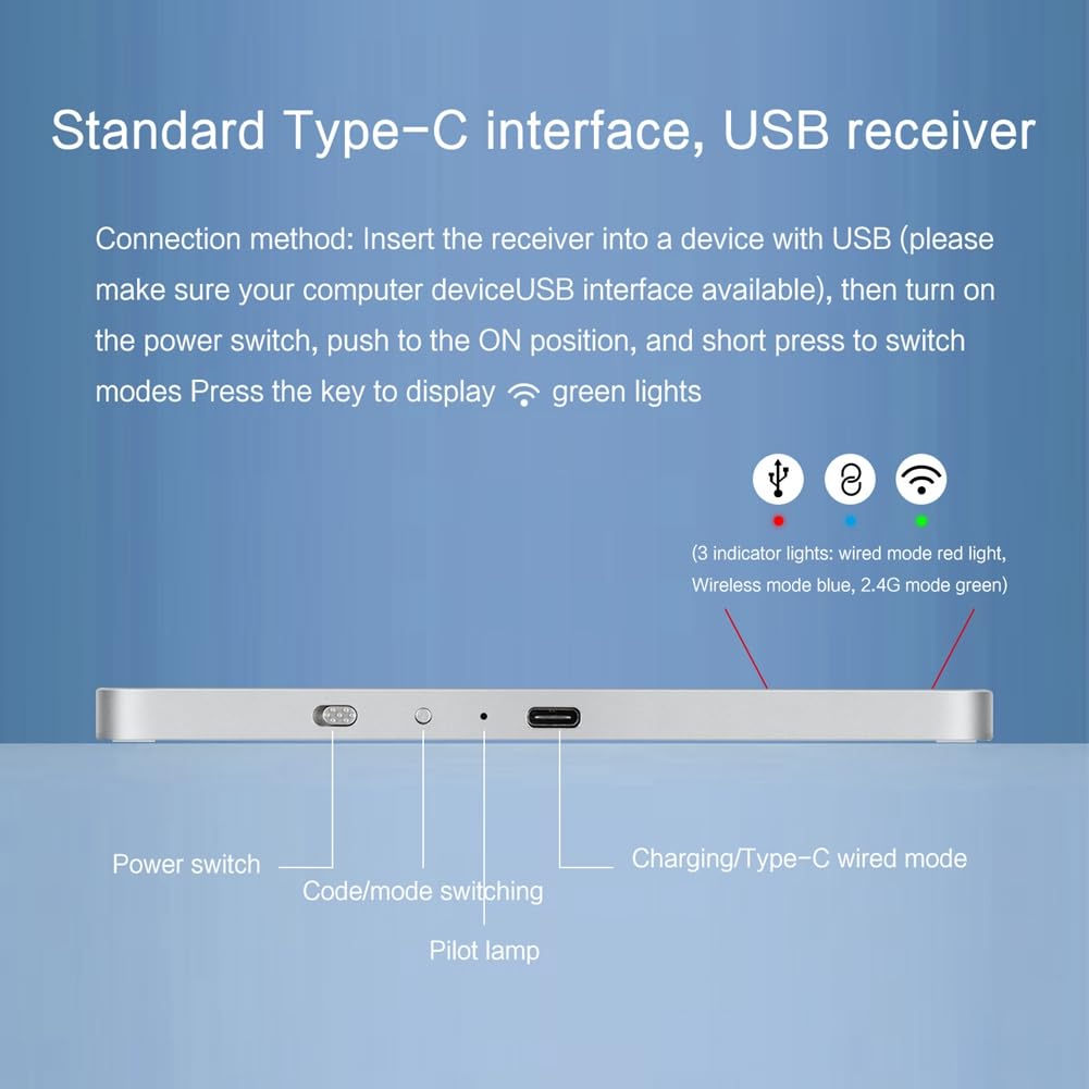 Trackpad - Ratón inalámbrico con Bluetooth de 2,4 G, con cable, panel táctil, recargable, para laptop, PC, color