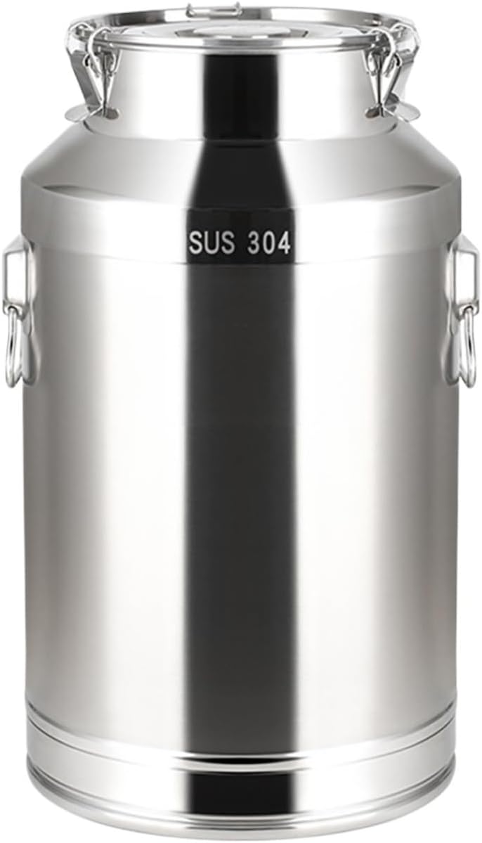 Milk Bucket Milk Can Stainless Steel Milk Bucket Transport Jug Wine Pail Can Liquid Container Storage Liquid Container Storage (Silver 30 * 54cm)