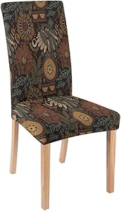 Thanksgiving Chair Covers Set Of 2 - Stretch Slipcovers With Harvest Pumpkin & Fruit Print