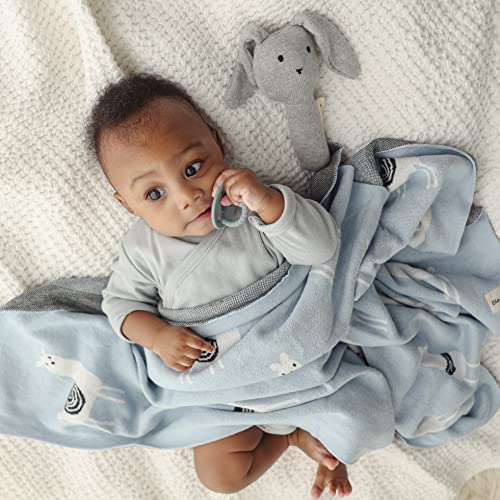Baby Receiving Swaddle Stroller Blanket - 100% Fine Loomed Cotton Cozy Cuddle Crib Stroller Unisex Quilt Kni Blanket For Newborns, Infants Toddler, Boys And Girls (Llama - Baby Blue) #TOP1