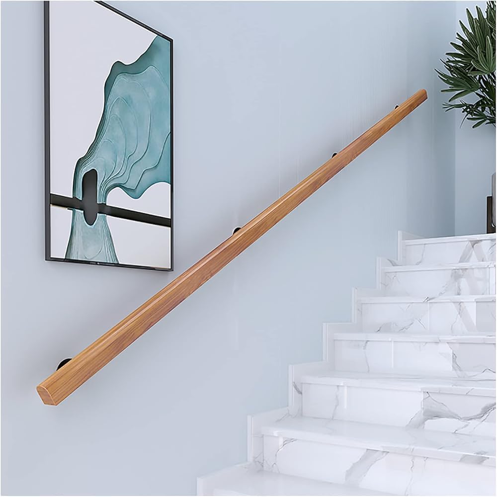 LWJSOCP Wall Mount Wood Stair Handrail Supports Non Slip Indoor Outdoor Stair Railing for Corridors Lofts Patios & Kindergartens 3.28ft (100cm) Safe Guardrail
