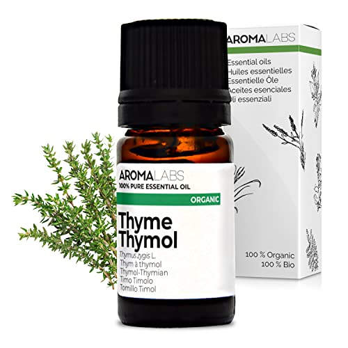 Tomillo Timol BIO (Thymus zygis - QT thymol) - 5 mL - Aceite Esencial Quimiotipado y Certificado AB - Defensas naturales & Salud respiratoria - Aroma Labs
