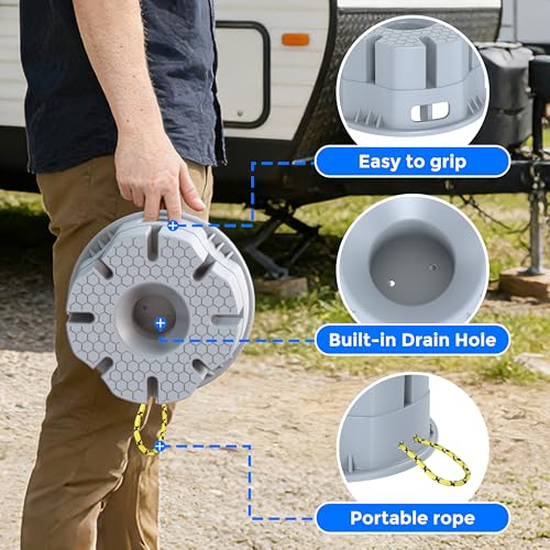 Image of 6''Height Trailer Jack Block with Carry Bag, Heavy Duty 40,000lbs RV Camper Stabilizer Blocks for Travel Trailers Tongue Jack 5th Wheels Scissor stabilizers, 4 Pack