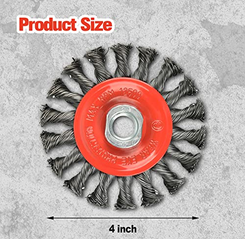 Image of Aain 10 PCS - 4 Inch Twist Knotted Wire Wheel Brush for Grinders and Angle Grinder - 5 /8 Inch-11 Threaded Arbor - 0.020 Inch Carbon Steel Wire,4 inch x 5 /8-Inch | 11 UNC (AQ19A10)