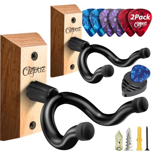ClefArc Guitar Wall Hanger 2 Pack U-Shaped Beech Mount