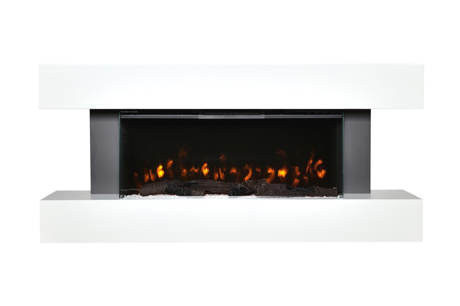 DUPI Chimenea Eléctrica Nero Pro SENZIA | 3 en 1 con Calefacción | Efecto Llama 3D Panorámica | 12 Colores Llama | App Tuya/Smart Life/Alexa | Blanco/Gris | 134x58x21cm