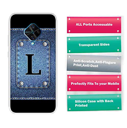 Image of Amazon Brand - Solimo Designer Multicolor Button Jeans Alphabet-L Printed Soft Back Case Mobile Cover for Vivo S1 Pro