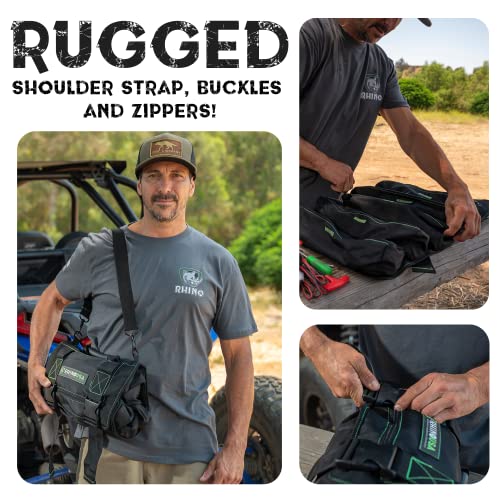 Rhino Usa Tool Bag Roll - Heavy Duty Canvas Organizer Pouch For Tools - Ultimate Travel Tool Storage Kit For Utv, Car, Truck, 4X4 Offroad - Upgraded With Labeled & Removable Pouches - Secured For Life #TOP4